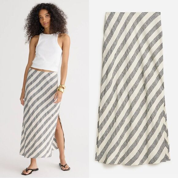 J. Crew Dresses & Skirts - NWT J CREW Gwyneth slip skirt in striped linen